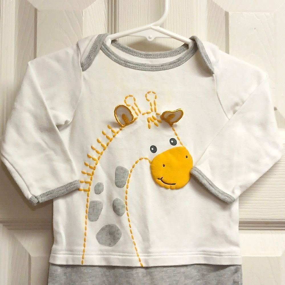 🩷Wonder Nation Unisex Giraffe w/Stand Up Ears Long Sleeved Footsies Pajama 6/9M